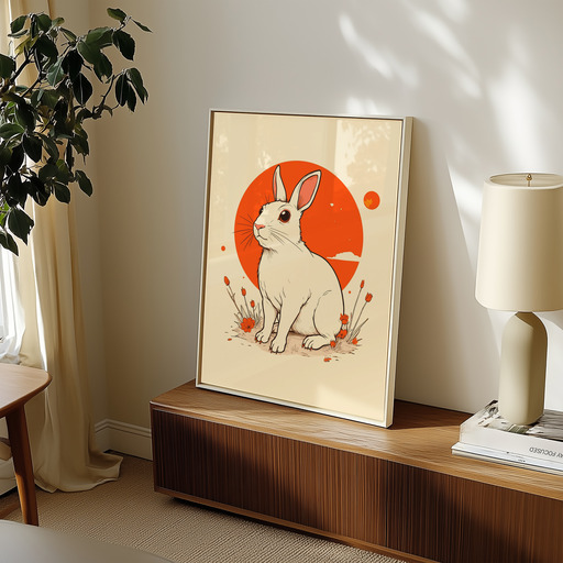 Rabbit in Vibrant Grunge Print - Custom Chinese Zodiac Poster 10