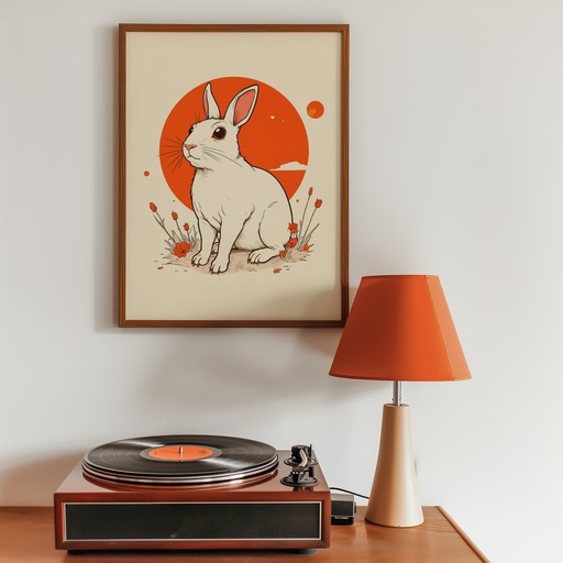 Rabbit in Vibrant Grunge Print - Custom Chinese Zodiac Poster 11