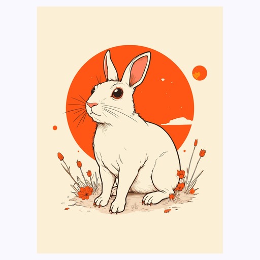 Rabbit in Vibrant Grunge Print - Custom Chinese Zodiac Poster 6