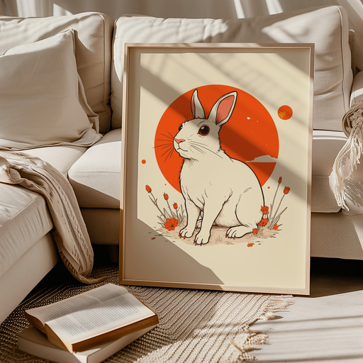 Rabbit in Vibrant Grunge Print - Custom Chinese Zodiac Poster 9