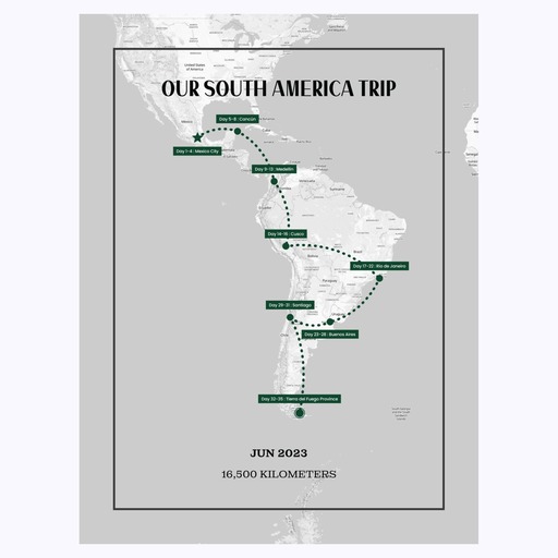 Our South America Trip Poster - Route Map 6