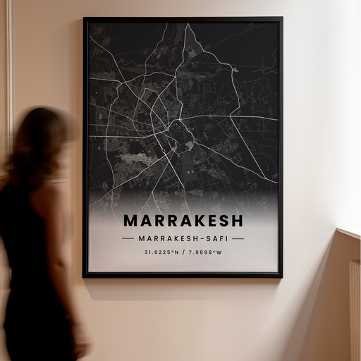 Marrakesh in Dark Poster - Street Map 11