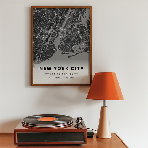 New York City in Dark Poster - Street Map 10