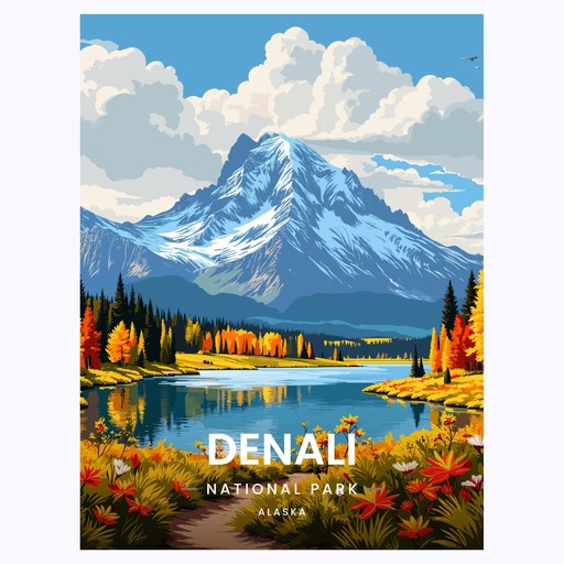 Denali National Park Travel Print - Vintage Travel Art Poster 6