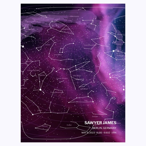 Newborn Baby Poster in Nebula - Star Map 6