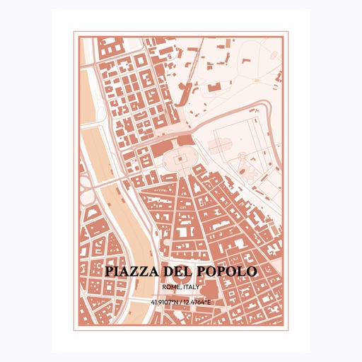 Piazza Del Popolo Poster - Street Map 6