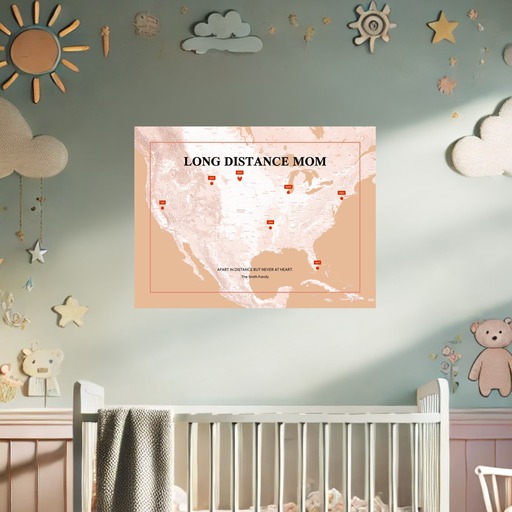 Long Distance Mom Poster - Terrain Map 8
