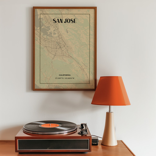 San Jose in Vintage Poster - Street Map 10