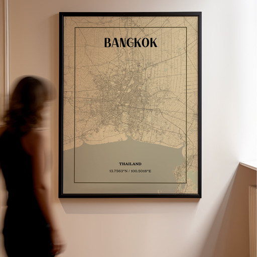 Bangkok in Vintage Poster - Street Map 11