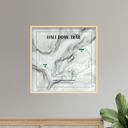 Half Dome Trail Hiking Trip Poster - Route Map 8