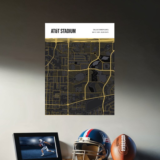 Dallas Cowboys Stadium Poster - Street Map 9
