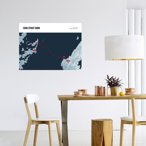 Cook Strait Swim Poster - Route Map 11