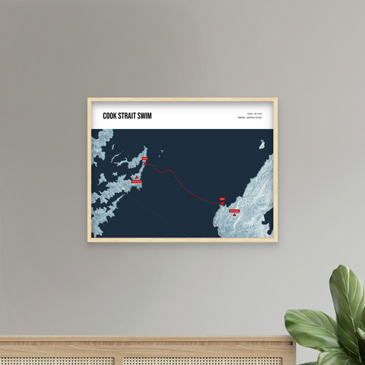 Cook Strait Swim Poster - Route Map 8