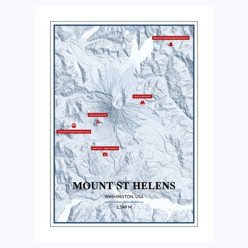 Trip To Mount St Helens Poster - Terrain Map 6