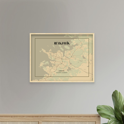 Reykjavik in Vintage Poster - Street Map 9