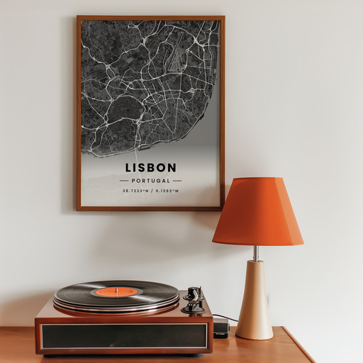 Lisbon in Dark Poster - Street Map 10