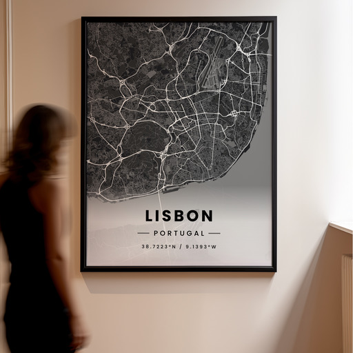 Lisbon in Dark Poster - Street Map 11