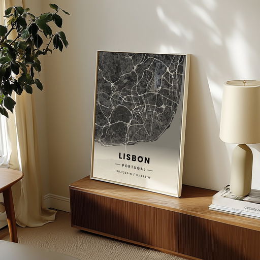 Lisbon in Dark Poster - Street Map 9