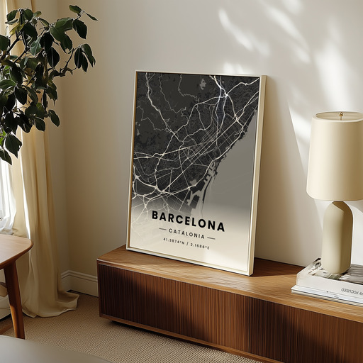 Barcelona in Dark Poster - Street Map 10