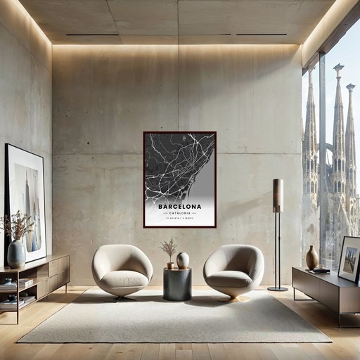 Barcelona in Dark Poster - Street Map 9