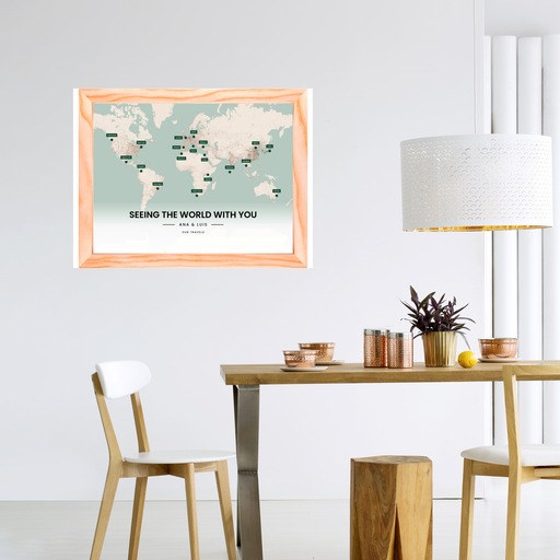 Around the World Custom Map - Framed Cork Pin Board 10