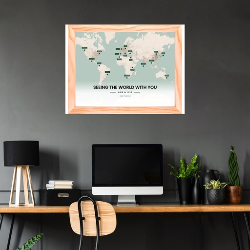 Around the World Custom Map - Framed Cork Pin Board 11