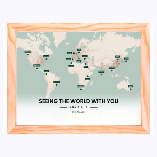 Around the World Custom Map - Framed Cork Pin Board 6