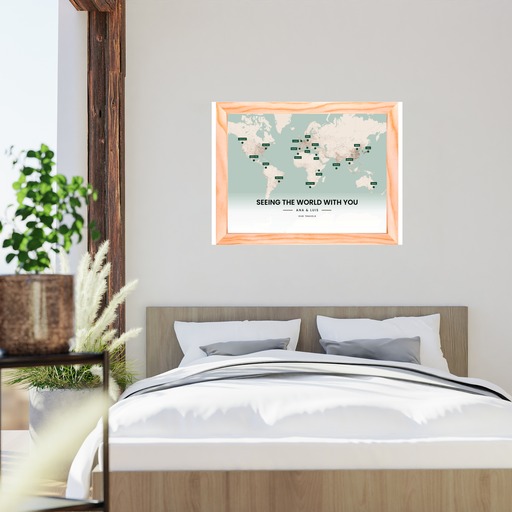 Around the World Custom Map - Framed Cork Pin Board 8