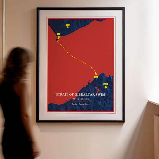 Strait of Gibraltar Swim Poster - Route Map 10