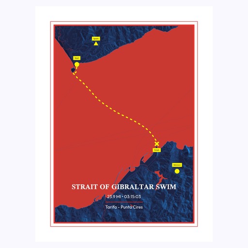 Strait of Gibraltar Swim Poster - Route Map 6