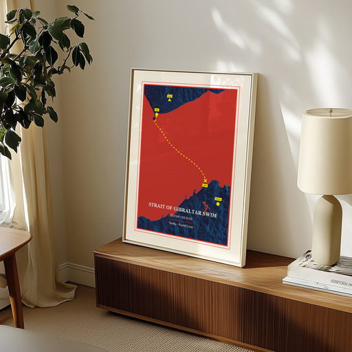 Strait of Gibraltar Swim Poster - Route Map 8