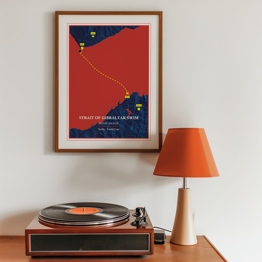 Strait of Gibraltar Swim Poster - Route Map 9