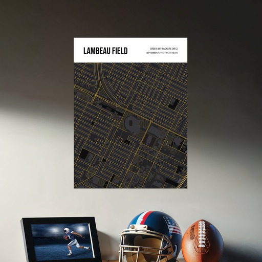 Green Bay Packers Stadium Poster - Street Map 9