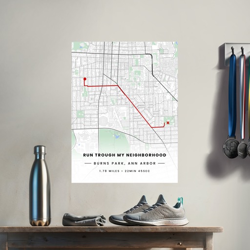 Run Trough My Neighborhood Poster - Route Map 8