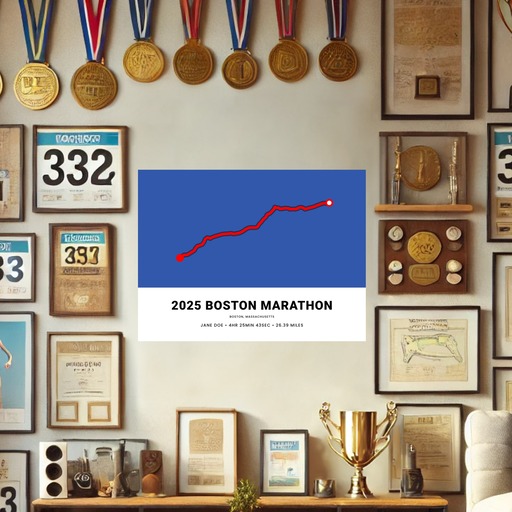 Minimalist 2025 Boston Marathon Poster - Route Map 9
