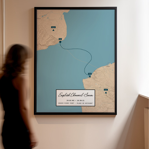 English Channel Swim Poster - Route Map 10