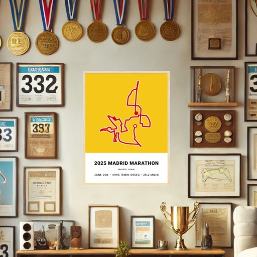 Minimalist 2025 Madrid Marathon Poster - Route Map 10