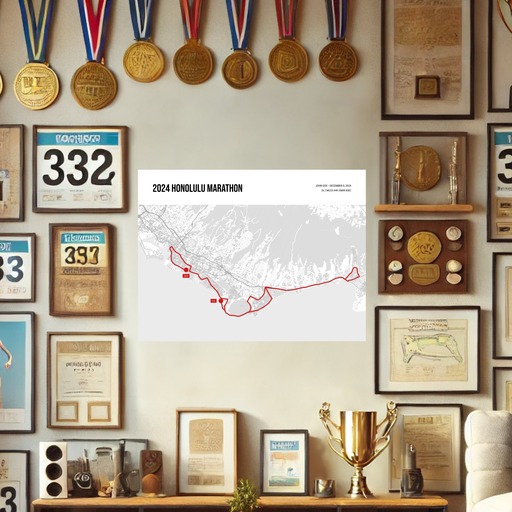 2024 Honolulu Marathon Poster - Route Map 9