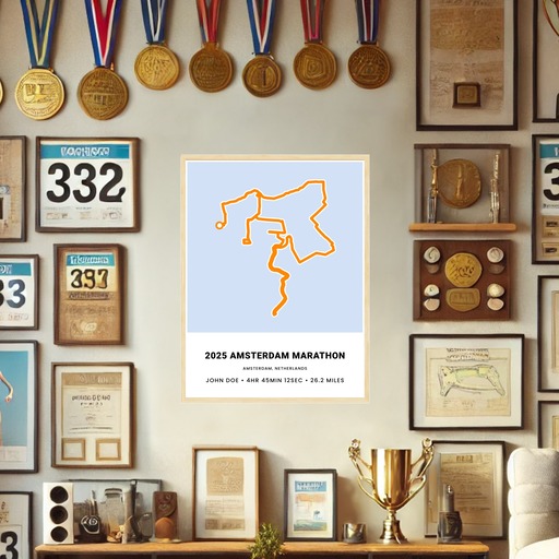 Minimalist 2025 Amsterdam Marathon Poster - Route Map 10