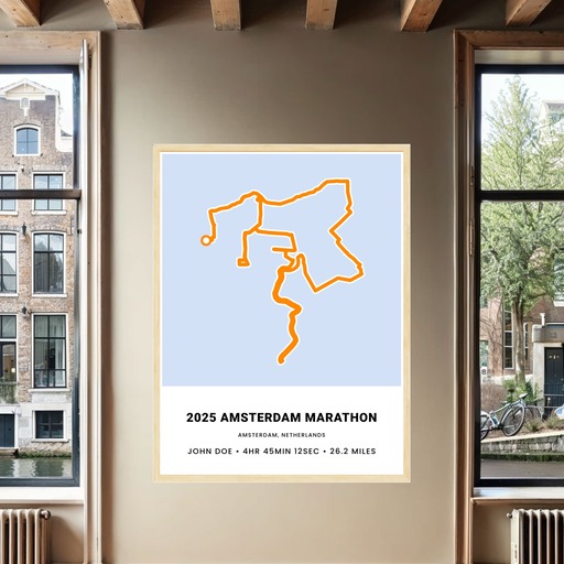 Minimalist 2025 Amsterdam Marathon Poster - Route Map 11