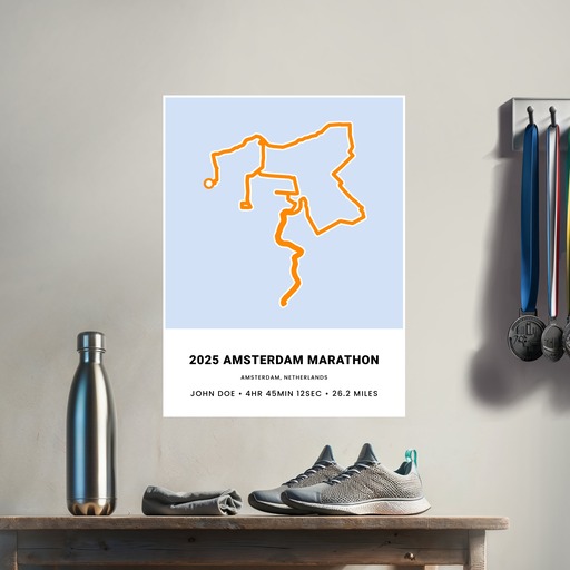 Minimalist 2025 Amsterdam Marathon Poster - Route Map 9