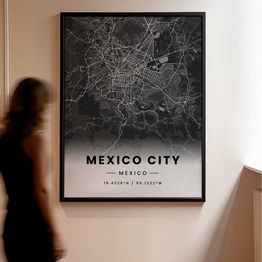 Mexico City in Dark Poster - Street Map 11
