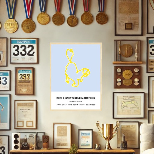 Minimalist 2025 Disney Marathon Poster - Route Map 10