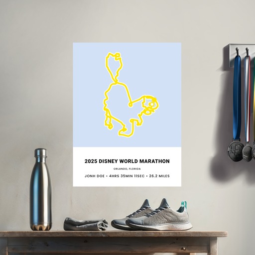 Minimalist 2025 Disney Marathon Poster - Route Map 9