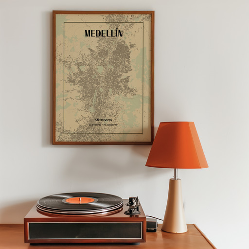 Medellin in Vintage Poster - Street Map 10