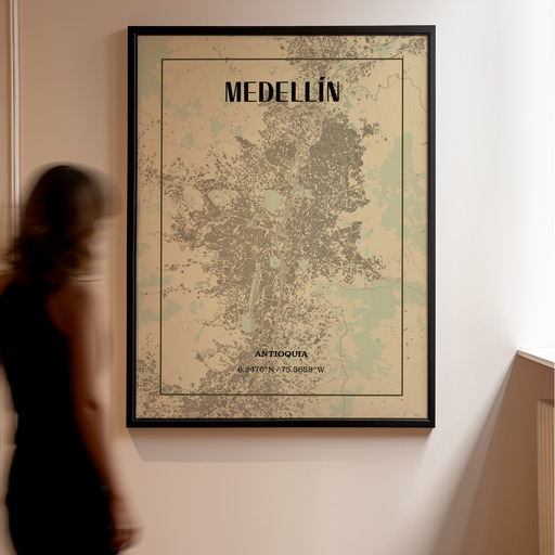 Medellin in Vintage Poster - Street Map 11