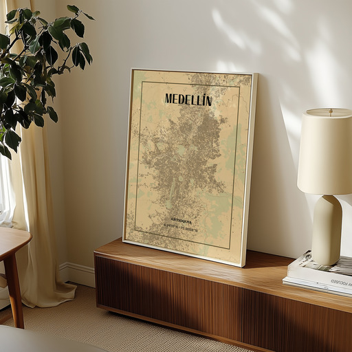 Medellin in Vintage Poster - Street Map 9