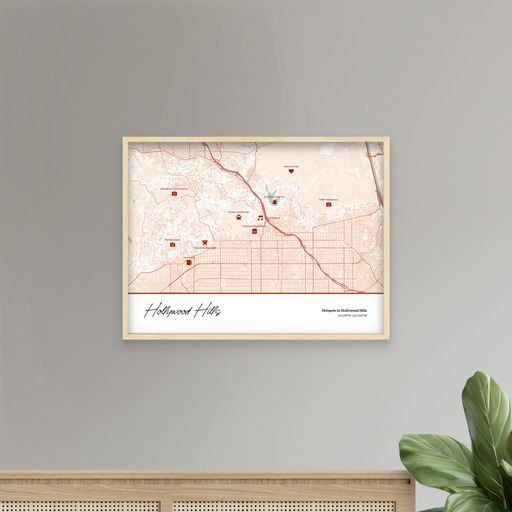 Hotspots in Hollywood Hills Poster - Street Map 9