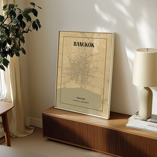 Bangkok in Vintage Poster - Street Map 9