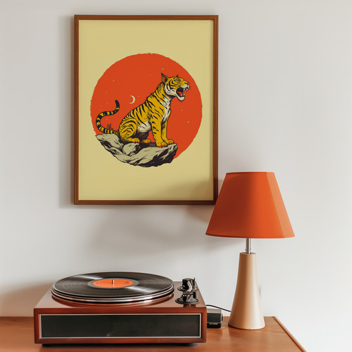 Tiger in Vibrant Grunge Print - Custom Chinese Zodiac Poster 11